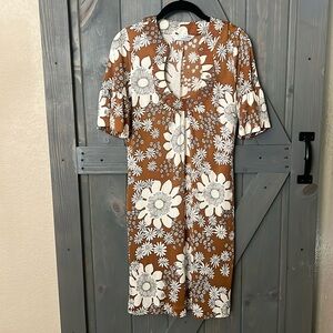 Trina Turk Womens Brown Cream Floral Dress Size S